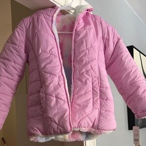 Brand New Madden Girl Light Pink Kids Puffer Jacket Reversible